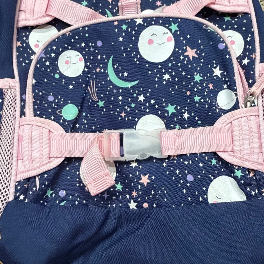 Pottery Barn Kids Mackenzie Navy Celestial Moon Stars Backpack Pink Trim Large